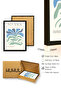 Black Wood Framed Retro Painting - Abstract Floral Pattern in Blue Green Tones |   Huhu2577 - Single Table Black Frame - 3