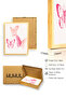 Natural Wood Framed Retro Butterfly Painting - Pink Tones Patterned Wall Decor |   Huhu2603 - Single Table Natural Wood Frame - 3
