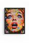 Natural Wood Framed Pop Art Patterned Painting - Vibrant Colors |   Huhu1863 - 2