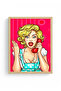 Natural Wood Framed Pop Art Patterned Painting - Retro Pink Tones |   Huhu1812 - 2