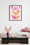 Black Wooden Framed Butterfly Patterned Painting - Retro Tropical Animals |   Huhu2746 - Single Table Black Frame