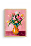 Natural Wood Framed Floral Pattern Painting - Vibrant Colors |   Huhu1976 - Single Table Natural Wood Frame - 2