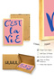 Minimalist C'Est La Vie Painting with Natural Wood Frame - French Script Retro |   Huhu2324 - Single Table Natural Wood Frame - 3