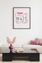 Black Wooden Framed Abstract Line Art Women's Portrait Painting - Pink Tones |   Huhu2087 - Single Table Black Frame