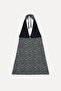 Women's Black Patterned Halter Neck Sleeveless Mini Dress - 2