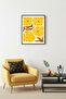 Black Wooden Framed Retro Floral Painting - Vibrant Yellow Floral Pattern |   Huhu2668 - Single Table Black Frame