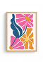 Natural Wood Framed Retro Floral Pattern Painting - Pastel Tones |   Huhu2083 - Single Table Natural Wood Frame - 2