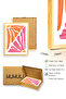 Natural Wood Framed Retro Abstract Forms Painting - Orange Pink Tones |   Huhu2657 - Single Table Natural Wood Frame - 3