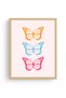 Natural Wood Framed Retro Butterfly Painting - Pop Art Decoration in Pastel Tones |   Huhu2751 - Single Table Natural Wood Frame - 2