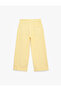 Regular Waist Ribbed Short Wide Leg Pants with Pocket Detail - Culotte Jeans - 5