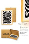 Natural Wood Framed Retro Abstract Leaf Pattern Painting - Black and White |   Huhu2206 - 3