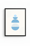 Minimalist Abstract Painting with Black Wooden Frame - Pastel Blues |   Huhu2582 - Single Table Black Frame - 2