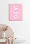 Natural Wood Framed Retro Painting - Emoticon Facial Expression |   Huhu2837 - Single Table Natural Wood Frame
