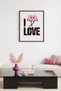 Black Wooden Framed Retro Painting - Pop Art Cute Heart Love |   Huhu2078 - Single Table Black Frame
