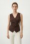 Bitter Brown Zero Sleeve Blouse with Accessories 2303 - 2