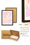 Black Wood Framed Retro Floral Art Print - Pink and Yellow Flower Pattern |   Huhu2799 - Single Table Black Frame - 3