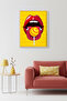 Natural Wooden Framed Pop Art Lip Pattern Painting - Red Yellow |   Huhu1914 - Single Table Natural Wood Frame