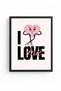 Black Wooden Framed Retro Painting - Pop Art Cute Heart Love |   Huhu2078 - Single Table Black Frame - 2