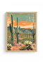 Minimalist Desert Painting with Natural Wood Frame - Orange Tones |   Huhu1861 - Single Table Natural Wood Frame - 2