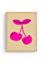 Natural Wood Framed Retro Cherry Painting - Vibrant Pink Tones |   Huhu2223 - Single Table Natural Wood Frame - 2