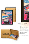Black Wooden Framed Retro Seascape Painting - Turquoise-Pink |   Huhu1828 - Single Table Black Frame - 3