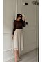 Asymmetrical Cut and Lace Detailed Skirt - Beige - 5