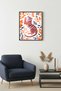 Black Wood Framed Retro Tiger Painting - Vibrant Orange Forest Animal Illustration |   Huhu2555 - Single Table Black Frame