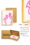 Natural Wood Framed Retro Flamingo Painting - Pink Bird Line Art |   Huhu2306 - Single Table Natural Wood Frame - 3