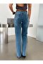Leather Belted Straight Jeans - Blue - 6