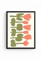 Natural Wood Framed Retro Floral Painting - Pastel Spring Pattern |   Huhu2554 - 2