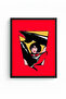 Black Wood Framed Graphic Abstract Painting - Red Black Tones |   Huhu1934 - Single Table Black Frame - 2
