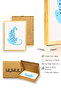 Natural Wood Framed Retro Cat Painting - Abstract Patterned Animal |   Huhu2700 - Single Table Natural Wood Frame - 3