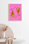 Natural Wood Framed Retro Tiger Pop Art Painting - Forest Animals |   Huhu2520 - Single Table Natural Wood Frame