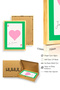 Natural Wood Framed Retro Painting - Pink Heart Love Themed |   Huhu2261 - Single Table Natural Wood Frame - 3