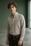 İnterview Goias Buttoned Collar Pinstripe Cotton Linen Light Brown Shirt - 4