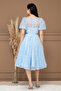 Sequin Sequin Balloon Collar Midi Dress - Baby Blue - 7