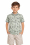 Boy's Arrow Patterned Button-Closure Green Color Polo Collar T-Shirt