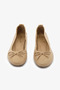 Nude Color Genuine Leather Women's Ballerinas with Bow Detail - 6