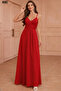 New Season Women's Rope Strap Double Breasted Collar Slit Crepe Long Evening Dress - 3