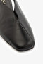 Black Genuine Leather Ankle Elastic Slingback Women's Ballerina Shoes - 3