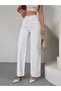 Women's White Straight Fit Jean High Waist Loose Leg Wide Leg Denim Trousers - 2
