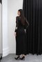 Black Strappy Lined Lace Detailed Midi Dress Women's Evening Dress Stylish Evening Dress - 6
