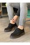 Black Genuine Suede Leather Lace-Up Eva Sole Shoes - 2