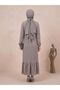 Women's Gray Wrinkled Textured Stretchy Maxi Length Ruffled Hijab Dress - Flowy and No Ironing Needed - 4