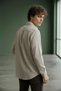 İnterview Goias Buttoned Collar Pinstripe Cotton Linen Light Brown Shirt - 7