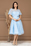 Sequin Sequin Balloon Collar Midi Dress - Baby Blue - 6