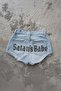 Blue Satan's Babe Stoned Y2K Mini Shorts