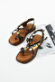 Yonda Women's Soft Sole Buckle Genuine Leather Sandals Brown - 2