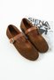 Yenix Women's Strappy Elastic Genuine Leather Ballerinas Tan Suede - 2