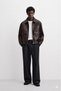 Zra model boxy fit old money culture four seasons trend men's leather jacket coat - 2
